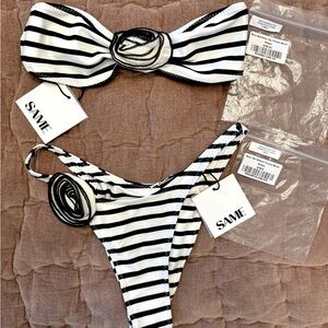 SAME Los Angeles Swimsuit - Black and Cream Rose Bikini - BRAND NEW NEVER WORN